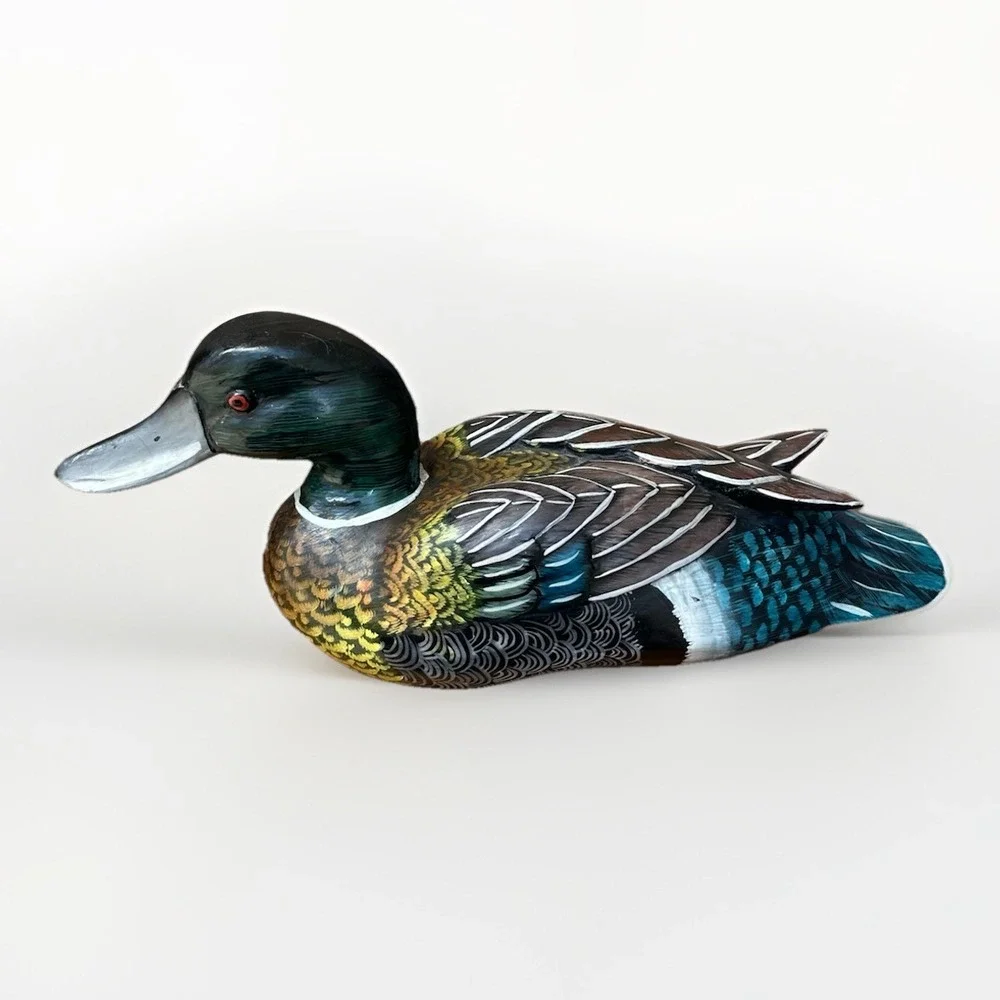 Unbranded Duck Decoy Figurine Vintage‎ Multicolor Painted Wood 16